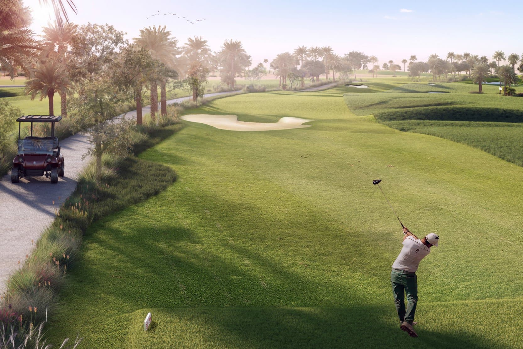 Teeing off on the championship course at Emaar South